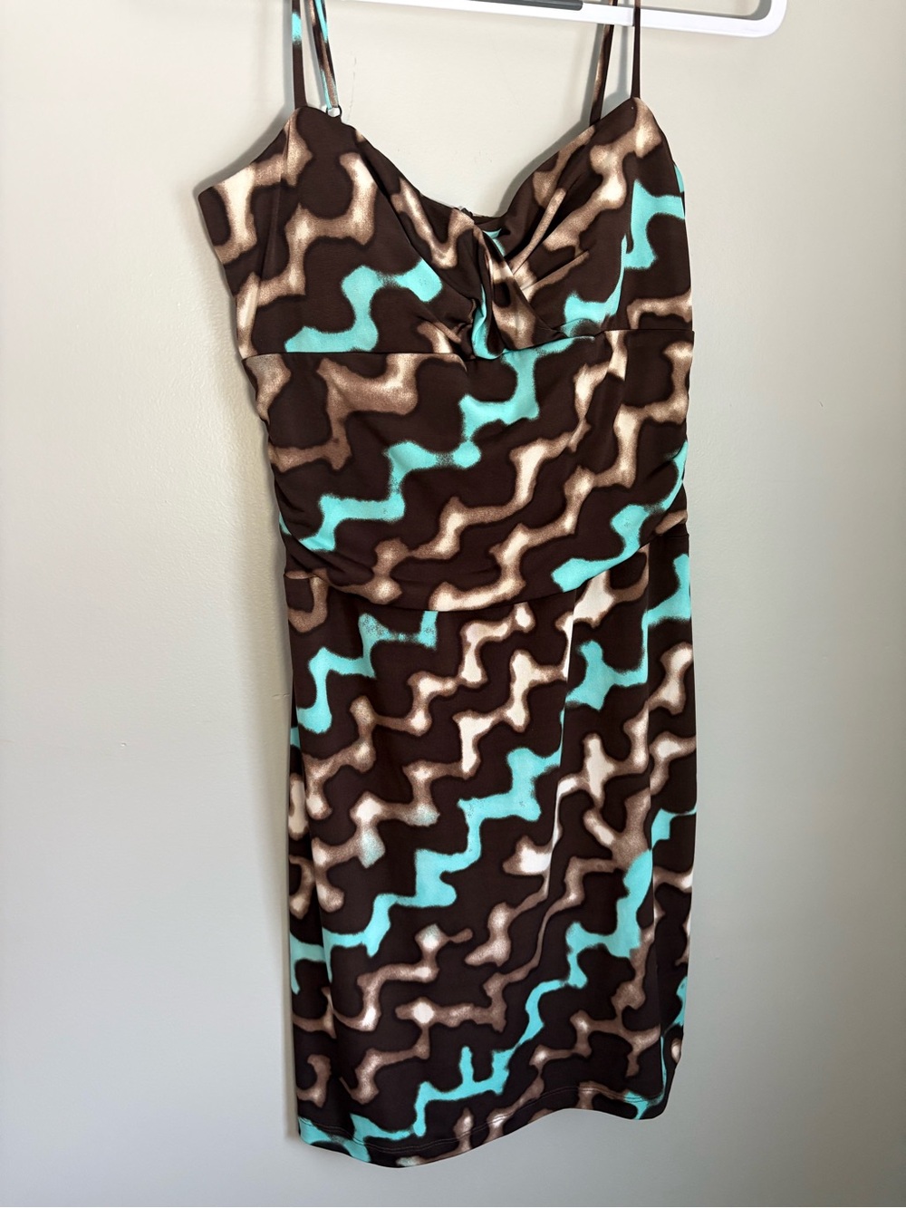 Vtg Y2K Bisou Bisou Michele Bohbot Geometric Chevron Bodycon Dress Size 12 90s